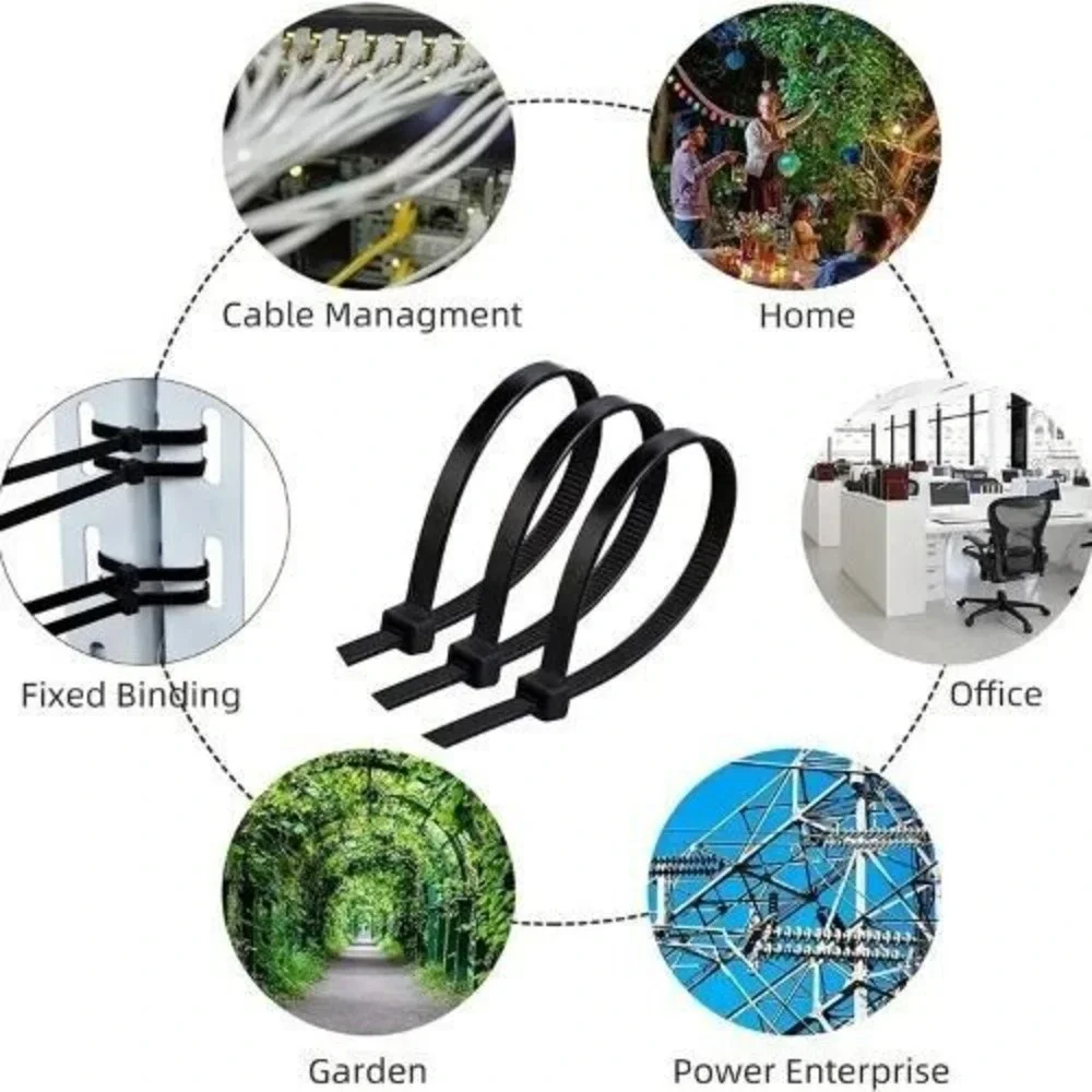 100 Pack Heavy Duty 12 Inch Cable Zip‎ Ties - Ultra Strong Plastic Wire Ties